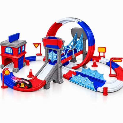 Aogsiyt Spider Race Track wit Cool Spider Cars Toys for Kids Boys Toddler, Spider Toys for Boys 4-6, Flexible Car Tracks for Age 3 4 5 6 7 8 Year & Up Old Boy Girls Birthday Gifts