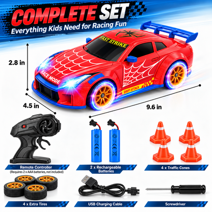 Aogsiyt RC Drift Car, 1:24 Scale 4WD Remote Control Car Toy with LED Lights, Brithday Gift for Kids Ages 3-12