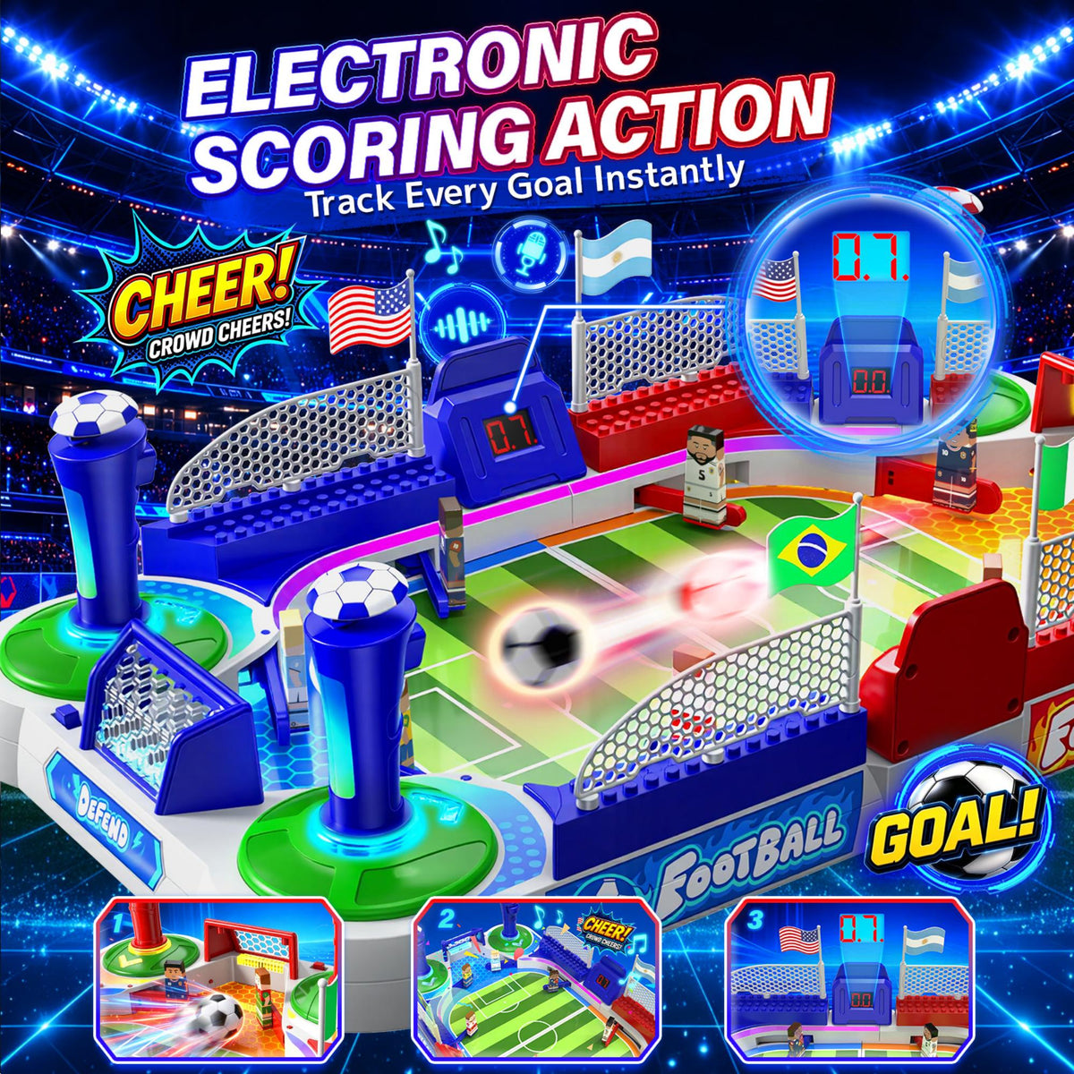 Aogsiyt Mini Foosball Table Game, Tabletop Soccer Board Game with Arcade Controls, Two-player interaction, Gifts for 3-12 Year Old Kids Boys Girls Birthday