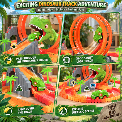 Aogsiyt Dinosaur Toys, Create A Dinosaur World Road Race, Dinosaur Track Toys | Flexible Track Playset, Cool Dinosaur Car, Dinosaur Race Car Track for 3-12 Year & Up Old Boy Girls Gift