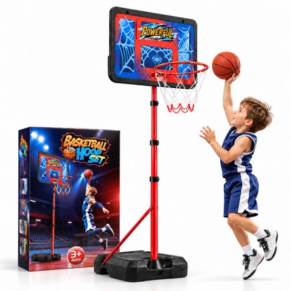 AOGSIYT Kids Basketball Hoop Set, Adjustable 3.5-6.2 Ft, 3 Balls & Pump, Indoor Outdoor Toddler Sports Toy for Backyard Ages 3+