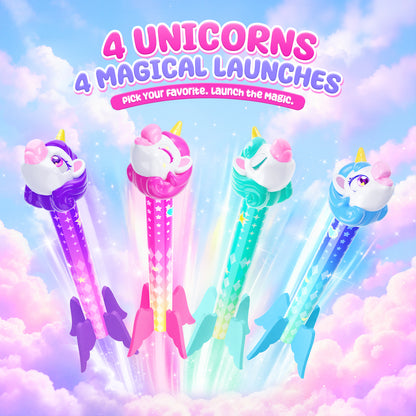 Aogsiyt Unicorn Rocket Launcher for Kids, 4 Unicorn Rockets Launch Toy with Adjustable Launcher, Outdoor Toys for Girls Ages 3-8, STEM Learning Birthday Gifts