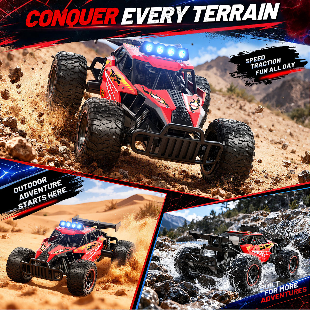 AOGSIYT 1:12 Remote Control Car, 2.4GHz High Speed 33KM/H RC Cars Toys,Monster RC Truck Off Road with LED Headlight and Rechargeable Battery Gifts for Adults Boys 3-12