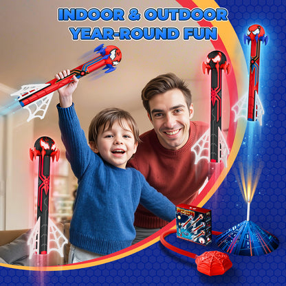 Aogsiyt Spider Rocket Launcher for Kids, Stomp Rocket Toy with 4 Foam Rockets, Air Powered Rocket Launcher Outdoor Toys for Boys Girls Age 3-10, Backyard Games, Birthday Gifts for Kids