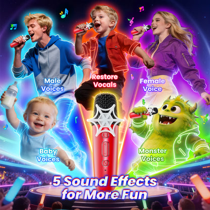 Mini Karaoke Machine for Kids, Aogsiyt Portable Karaoke Machine with 2 Wireless Microphones, Bluetooth Speaker,Birthday Gifts for 3-12 Year Old Girls
