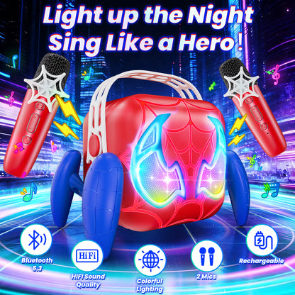 Mini Karaoke Machine for Kids, Aogsiyt Portable Karaoke Machine with 2 Wireless Microphones, Bluetooth Speaker,Birthday Gifts for 3-12 Year Old Girls