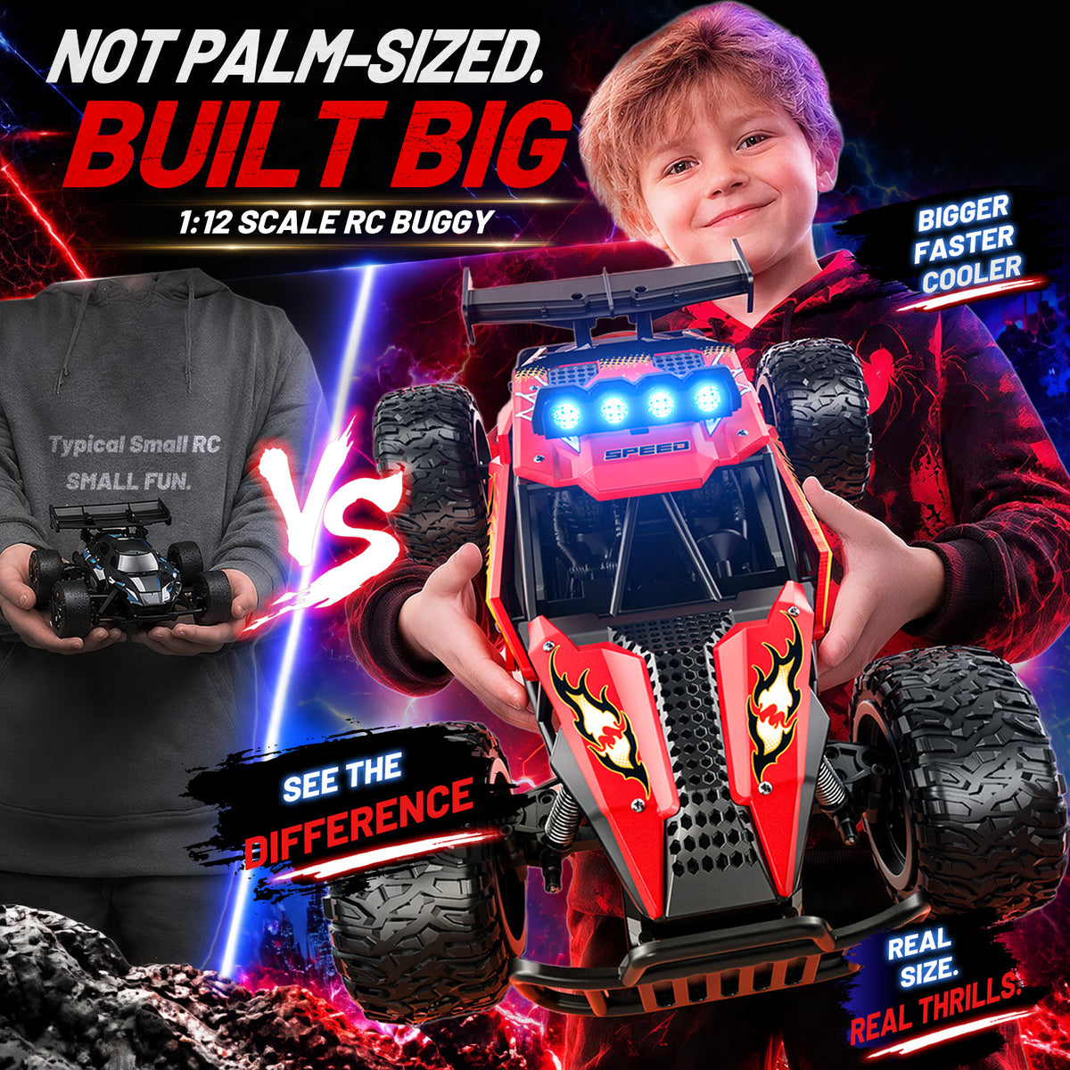AOGSIYT 1:12 Remote Control Car, 2.4GHz High Speed 33KM/H RC Cars Toys,Monster RC Truck Off Road with LED Headlight and Rechargeable Battery Gifts for Adults Boys 3-12