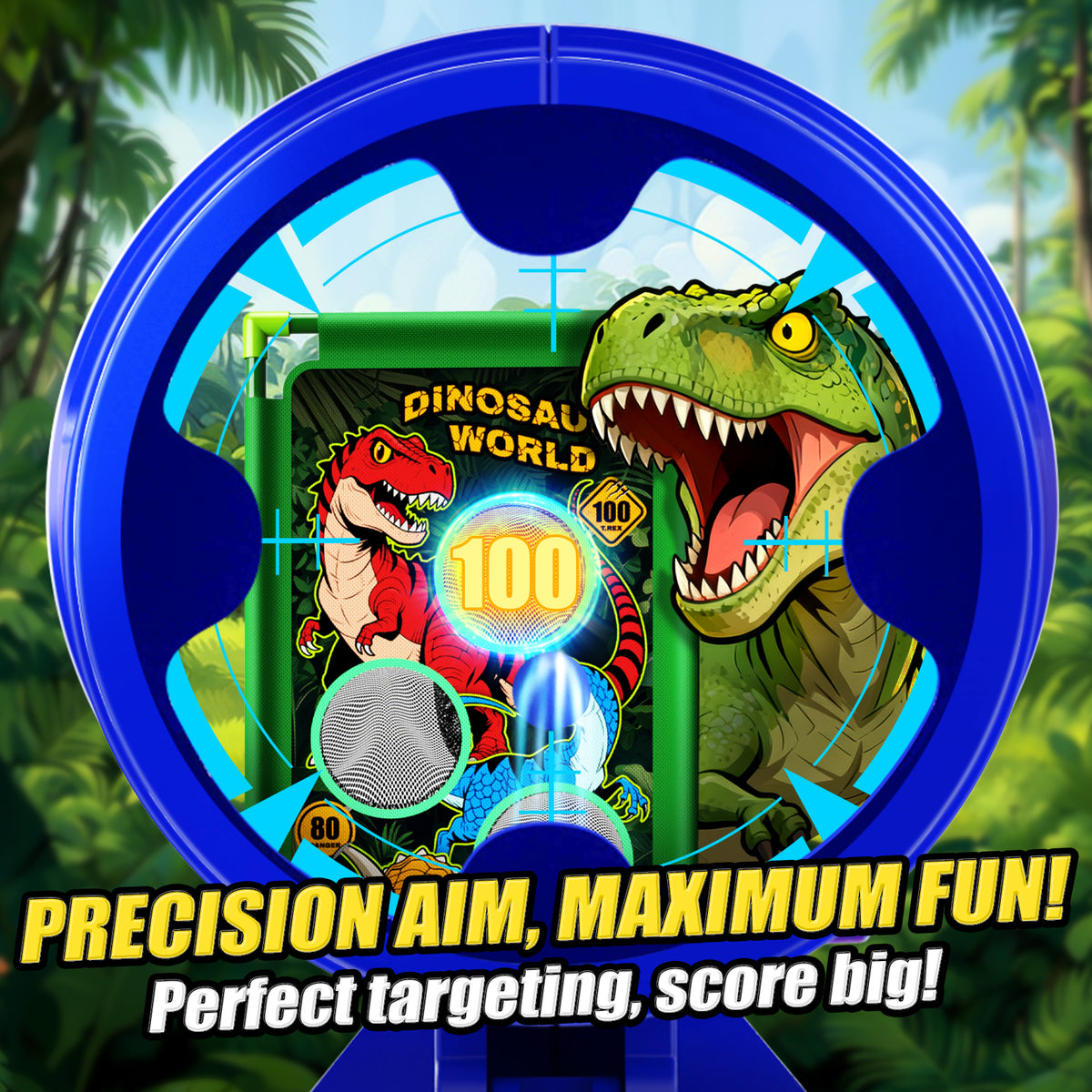 Aogsiyt Dinosaur Foam Ball Launcher Toy,Shooting Target Game 2 Air Pump Launchers 24 Soft Balls,Outdoor Active Play Toys,Gifts for Boys Girls Age 3-12