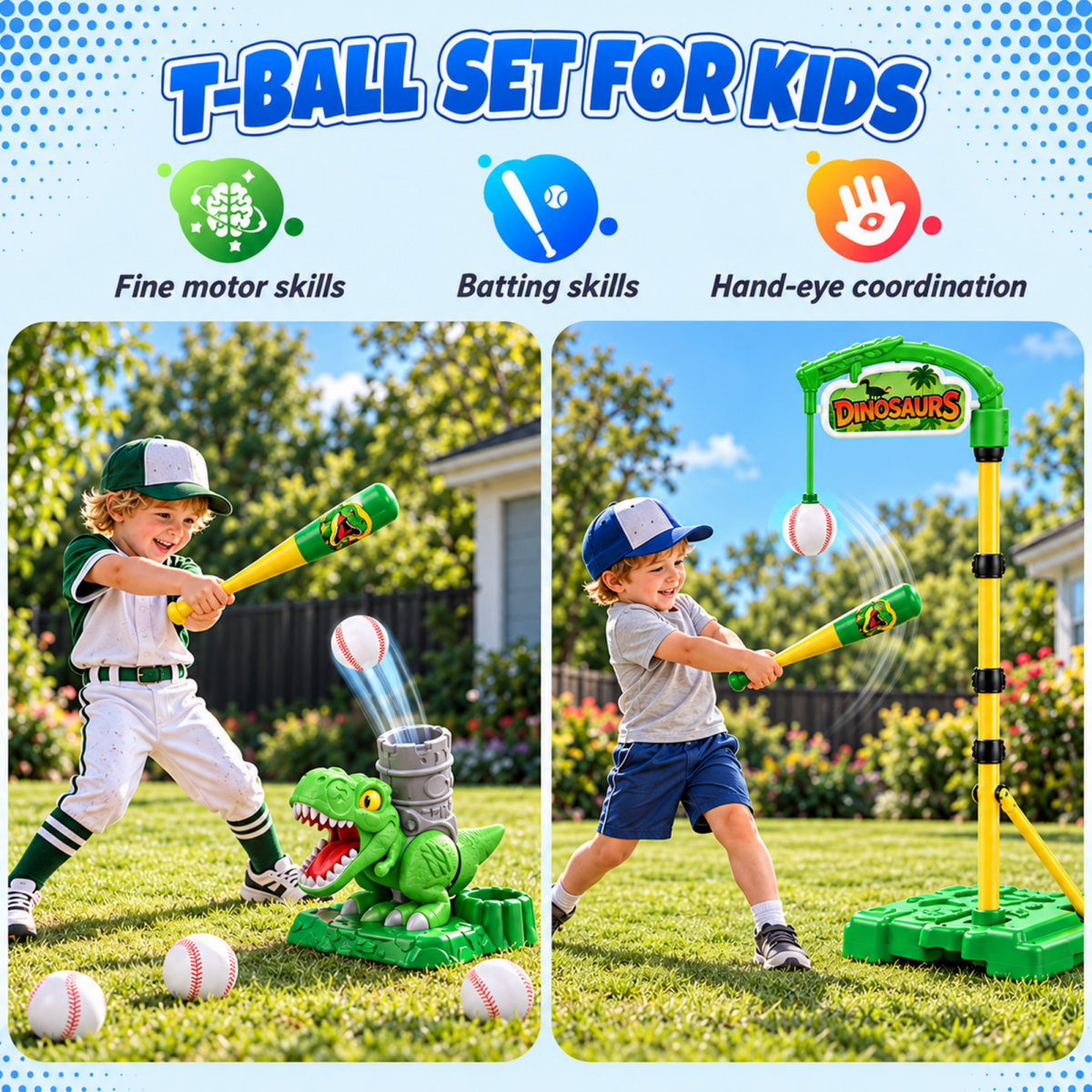 AOGSIYT 2 in 1 Kids Basketball Hoop and T Ball Set, Adjustable Basketball Stand, Hanging Tee, Two Basketballs, Four Baseballs and Bat,Birthday Gift Ages 3+