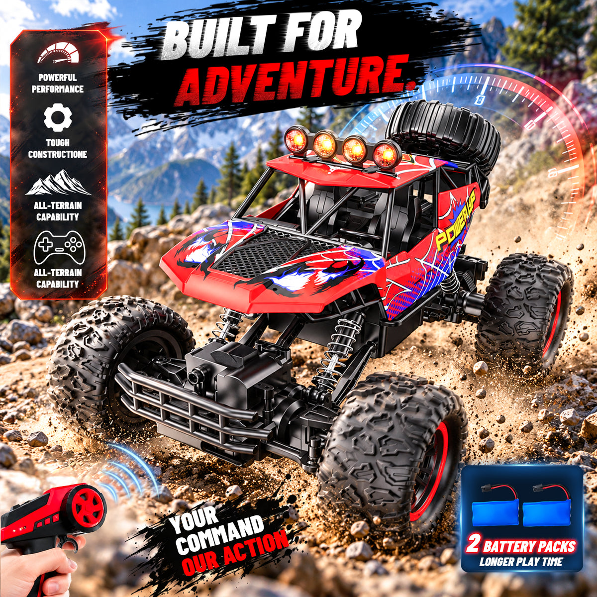 AOGSIYT 1:12 Remote Control Car, 4x4 Off Road RC Monster Truck, 20KM/H High Speed RC Truck with Metal Shell, LED Headlights for Boys 3-12 Kids Adults