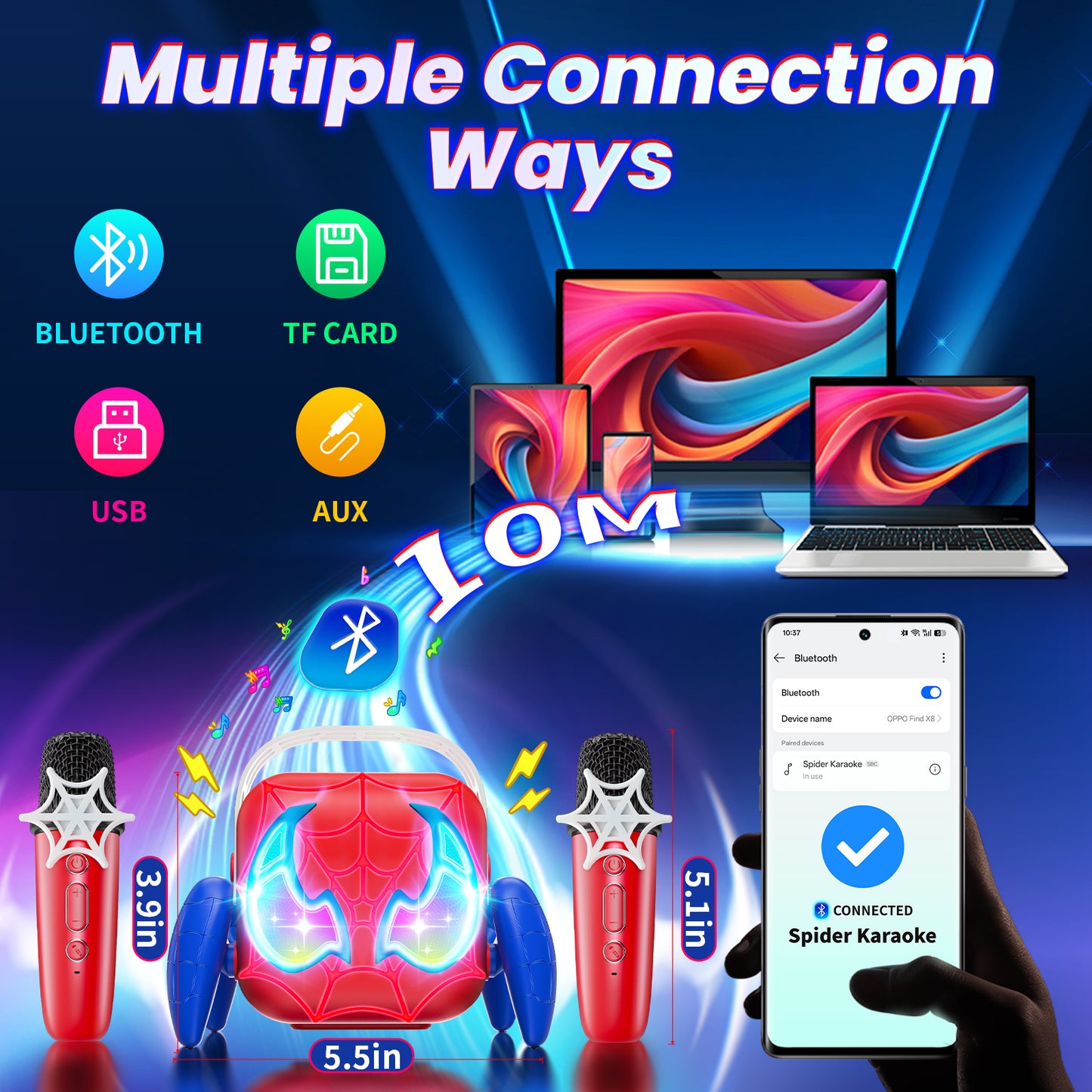Mini Karaoke Machine for Kids, Aogsiyt Portable Karaoke Machine with 2 Wireless Microphones, Bluetooth Speaker,Birthday Gifts for 3-12 Year Old Girls