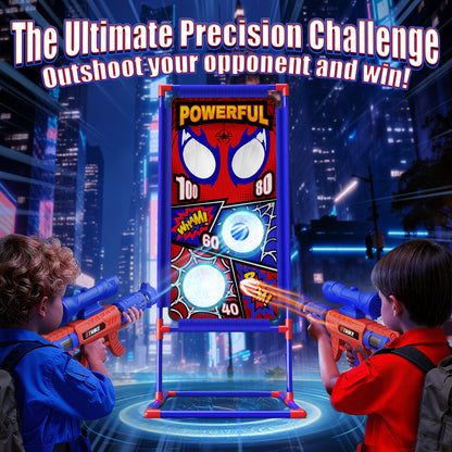 Aogsiyt Shooting Toy Set for Kids with Spider Target, 2 Air Pump Launchers & 24 Foam Balls, Indoor Outdoor Action Games, Birthday Gifts for Boys Age 3-12