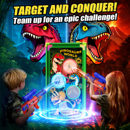 Aogsiyt Dinosaur Foam Ball Launcher Toy,Shooting Target Game 2 Air Pump Launchers 24 Soft Balls,Outdoor Active Play Toys,Gifts for Boys Girls Age 3-12