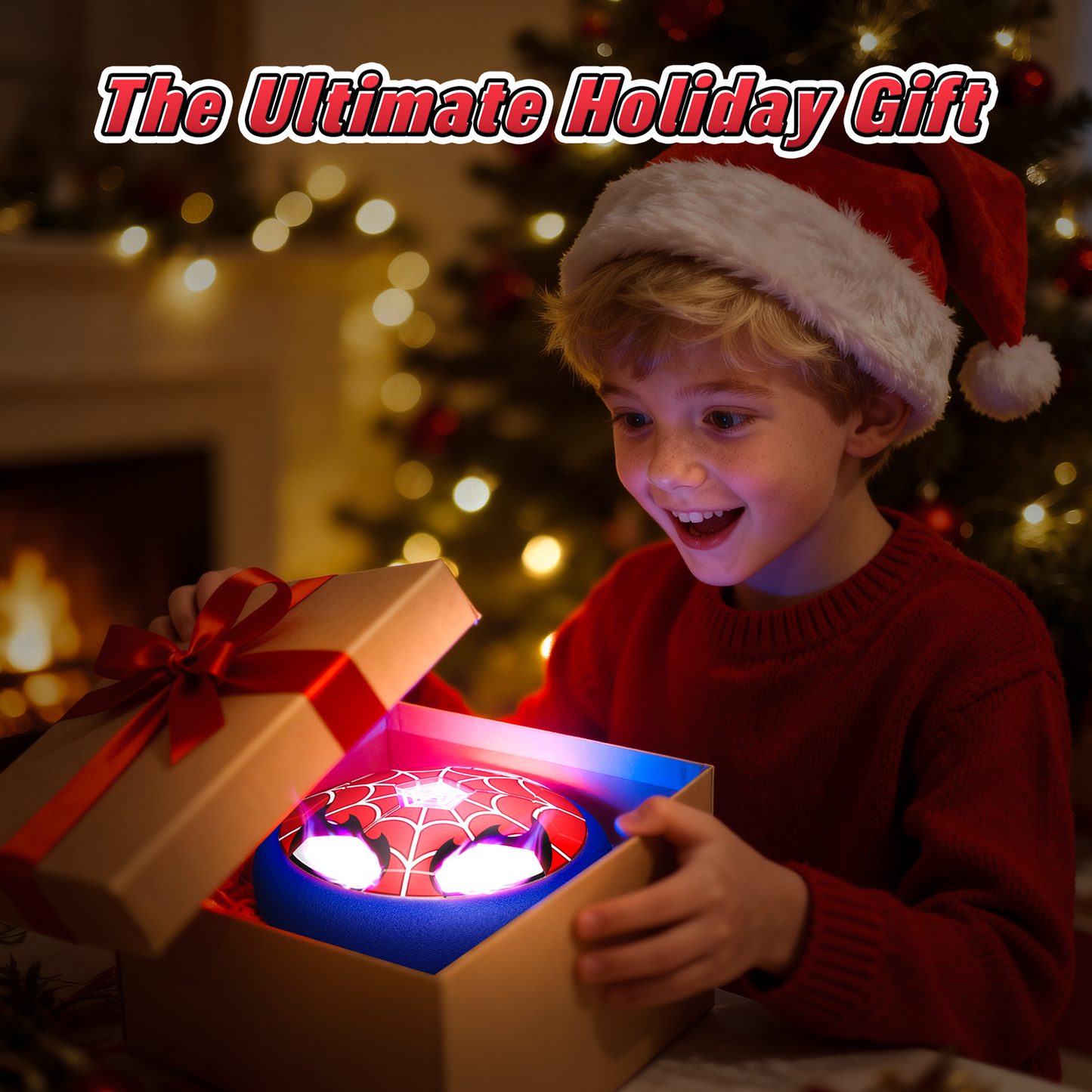 Aogsiyt Hover Soccer Ball for Kids with LED Lights, Indoor Floating Spider Air Soccer Toy with Soft Foam Bumper, Gift for Boys Girls Ages 3-12