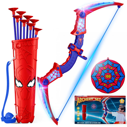 Aogsiyt Kids Bow and Arrow Set with LED Lights, Archery Toy with Suction Cup Arrows & Target, Outdoor Indoor Toy Gift for Boys Girls Ages 3-12