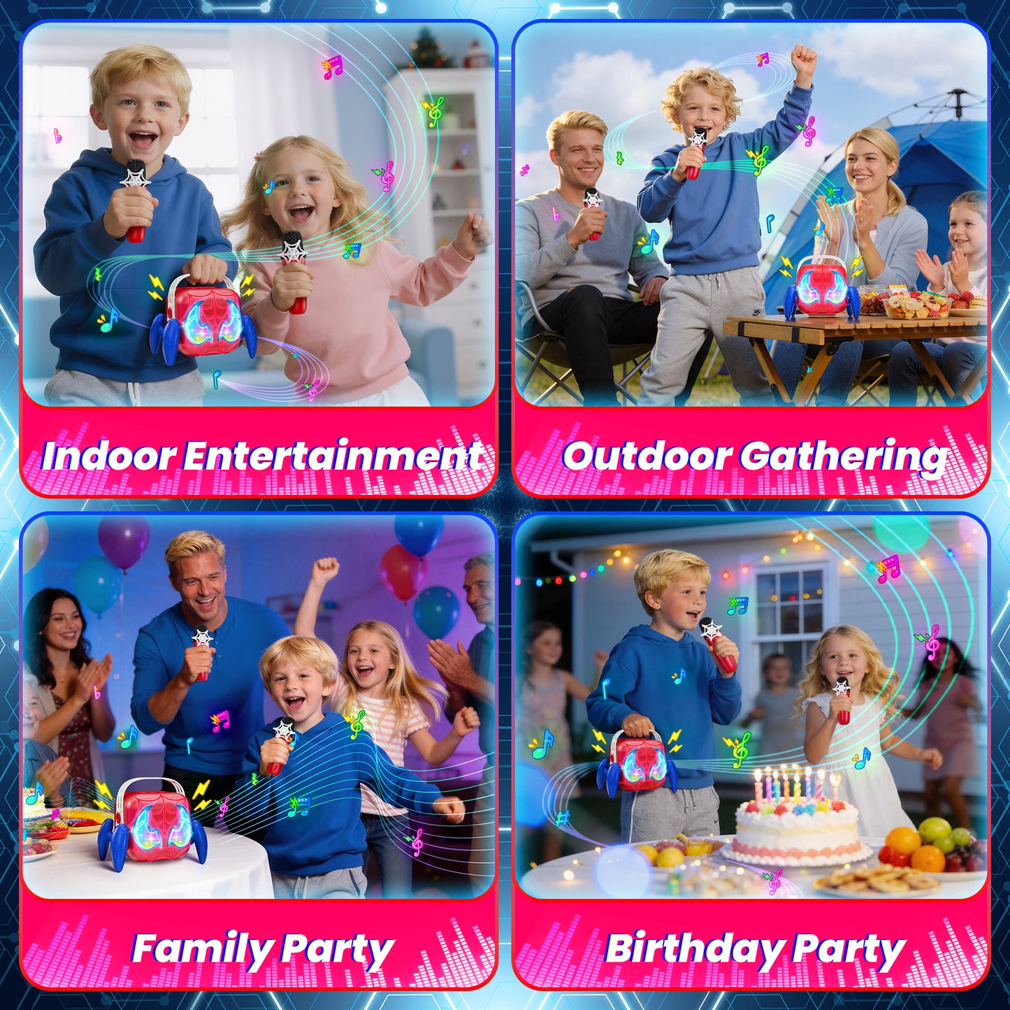 Mini Karaoke Machine for Kids, Aogsiyt Portable Karaoke Machine with 2 Wireless Microphones, Bluetooth Speaker,Birthday Gifts for 3-12 Year Old Girls