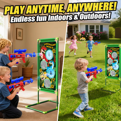 Aogsiyt Dinosaur Foam Ball Launcher Toy,Shooting Target Game 2 Air Pump Launchers 24 Soft Balls,Outdoor Active Play Toys,Gifts for Boys Girls Age 3-12